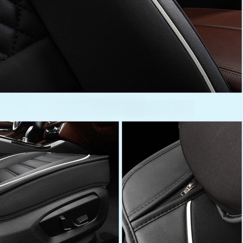 Fit Car Seat Cushion Cover - Heavy-Duty All-in-One with Headrest & Lumbar, Soft Beige-Friendly Black\u002FWhite\Gray Padding, for TOYOTA, for AUDI, for Tesla, VW, for BMW, for & Most Vehicles