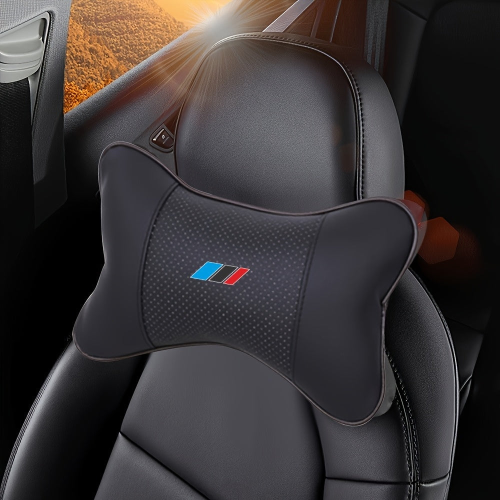 Blue, black and red sports style car upgraded seat headrest for car, PU Leather punched black and red, pillow neck support breathable and comfortable to relax, office seat support, suitable for most models.