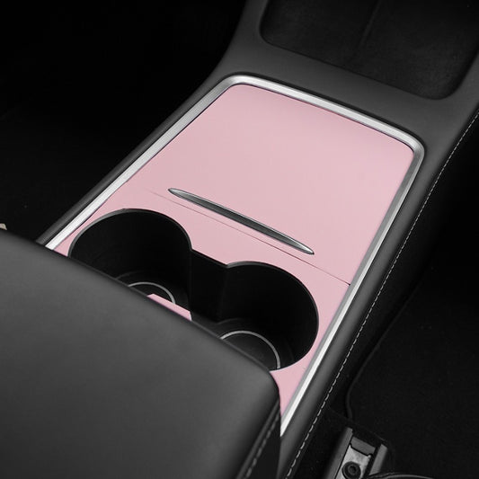 1-Set Compatible for Tesla Model 3\Y Pink Center Console Leather Wrap Kit - Adhesive-Fixation Scratch-Resistant Cover, Dashboard for 2021-2023\u002F2021-2024 Models (Easy Installation)