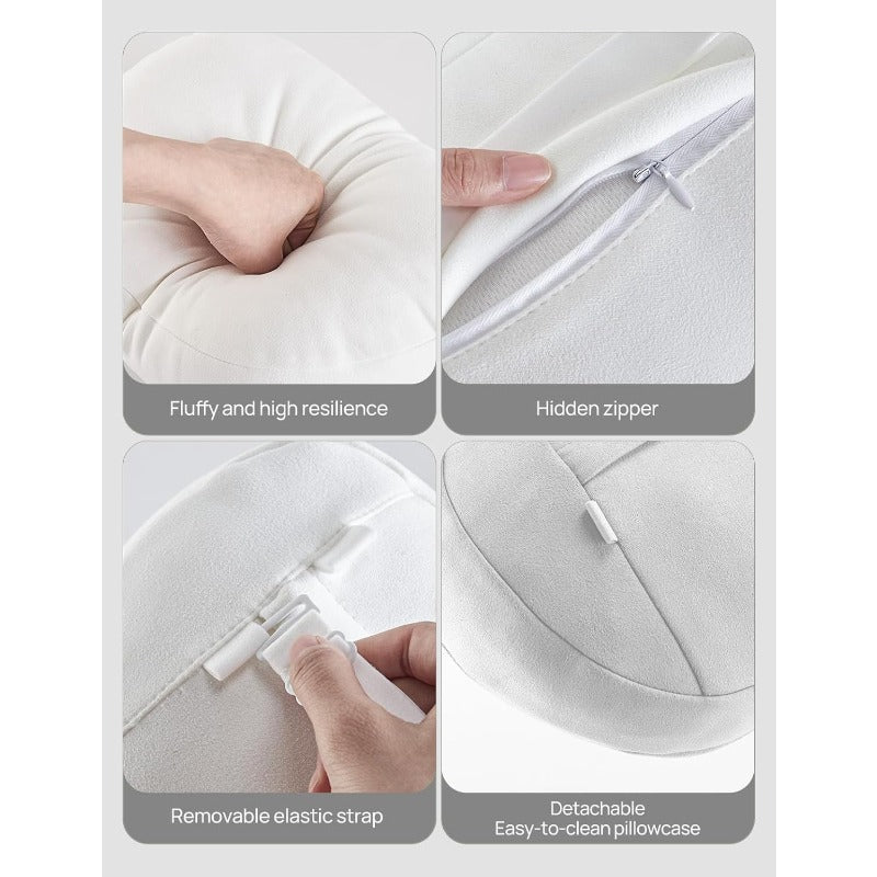 Set of 2 TPARTS Headrest Neck Pillow for Tesla Model 3\X\S | Soft Faux Suede Fabric Car Neck Support Pillow Cushion for Traveling, Filled with Dupont Sorona Fiber - White