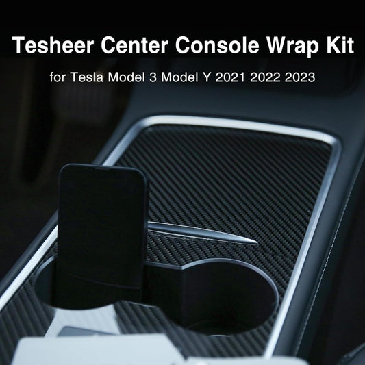 TSLshop Local-for Tesla Center Console Wrap Kit | 3K Twill Carbon Fiber Fit for TESLA Model 3 Model Y 2021 2022 2023 | Glossy Console Trim Interior Car Wrap Decoration