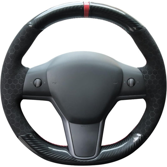 MEWANT Steering Wheel Cover for Tesla Model 3 2019-2023\ Model Y 2022-2023 Hand-Stitched Steering Wheel Wrap