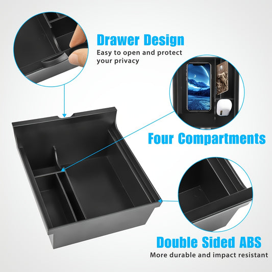 Compatible for Tesla Model 3\Y 2021-2023 Hidden Armrest Storage Box Tray - Concealed Shelf Organizer with Easy Installation, Space-Saving Car Interior Accessory (Compatible with Model 3 & Y)