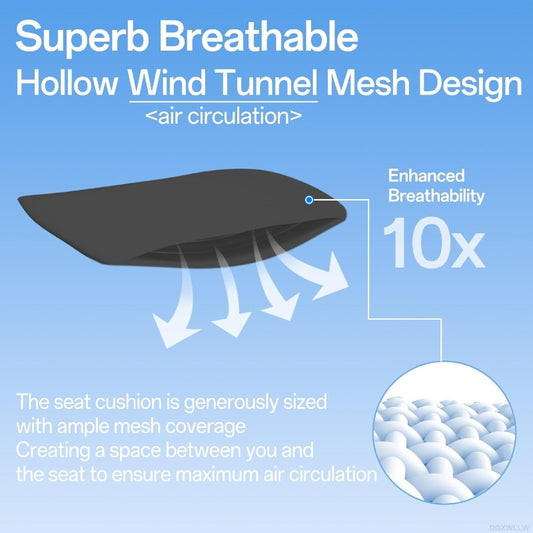 Seat Cushion and Lumbar Support Pillow for Tesla for Model Y 3 S X Hollow-Out Lower Back Strong Support and Breathable Mesh Seat Pad Hip Lumbar Pain Relief for Driving Car Office Home Use Black