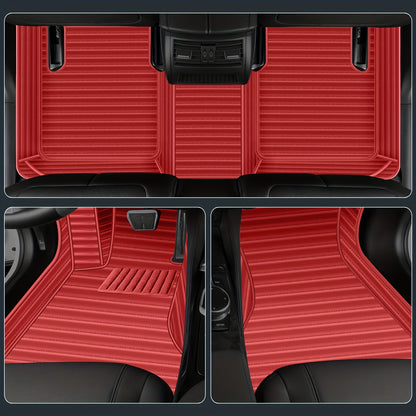 For Tesla Model Y 2020-2023 Horizontal Car Floor Mat, Made of Luxurious Faux Leather, Is an Interior Accessory for Car Floor Mats. It Is Suitable for Left-Hand Drive Vehicles, Easy to Clean, And Durable