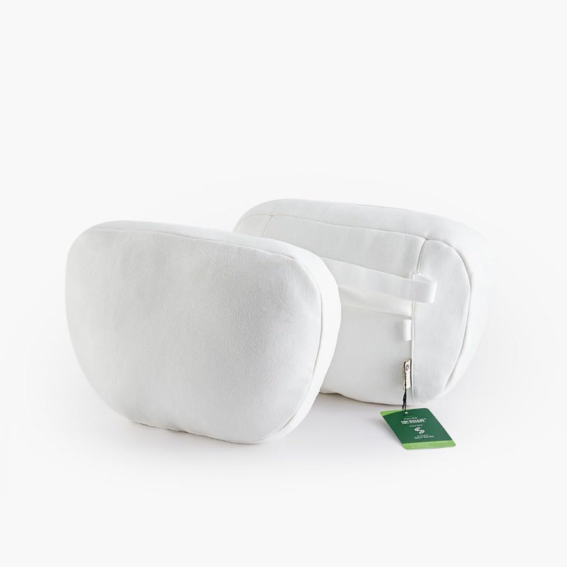 Set of 2 TPARTS Headrest Neck Pillow for Tesla Model 3\X\S | Soft Faux Suede Fabric Car Neck Support Pillow Cushion for Traveling, Filled with Dupont Sorona Fiber - White