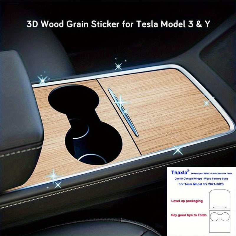 Center Console Wrap Cover Kit for Tesla Model 3 for Model Y Sticker Protector Matte Carbon Fiber Pattern\ wood Grain Car Modification Accessories for Easy Driving