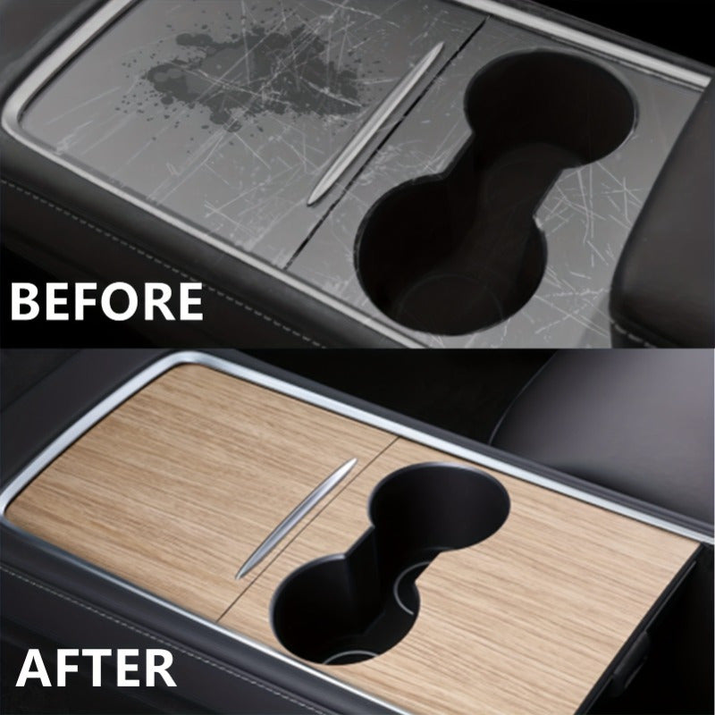 Center Console Wrap Cover Kit for Tesla Model 3 for Model Y Sticker Protector Matte Carbon Fiber Pattern\ wood Grain Car Modification Accessories for Easy Driving