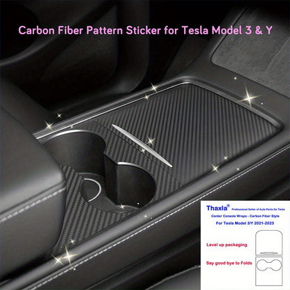 Center Console Wrap Cover Kit for Tesla Model 3 for Model Y Sticker Protector Matte Carbon Fiber Pattern\ wood Grain Car Modification Accessories for Easy Driving