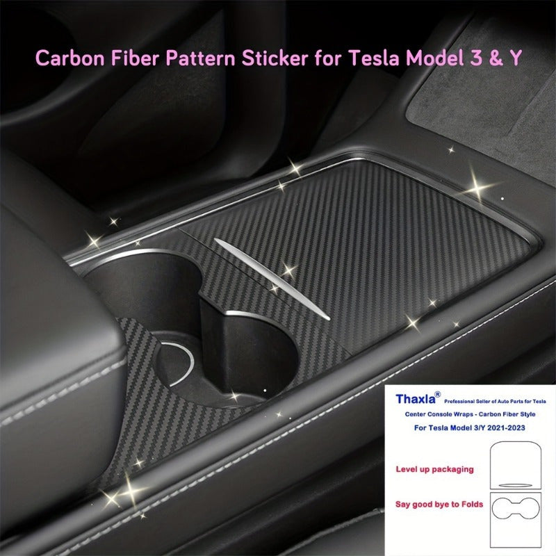 Center Console Wrap Cover Kit for Tesla Model 3 for Model Y Sticker Protector Matte Carbon Fiber Pattern\ wood Grain Car Modification Accessories for Easy Driving