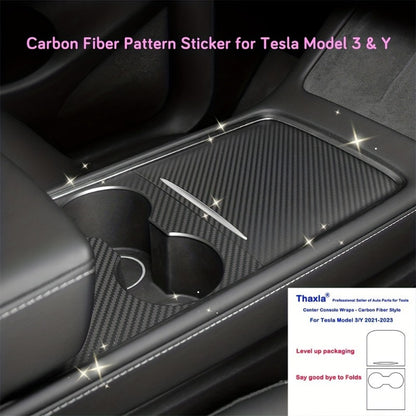 Center Console Wrap Cover Kit for Tesla Model 3 for Model Y Sticker Protector Matte Carbon Fiber Pattern\ wood Grain Car Modification Accessories for Easy Driving