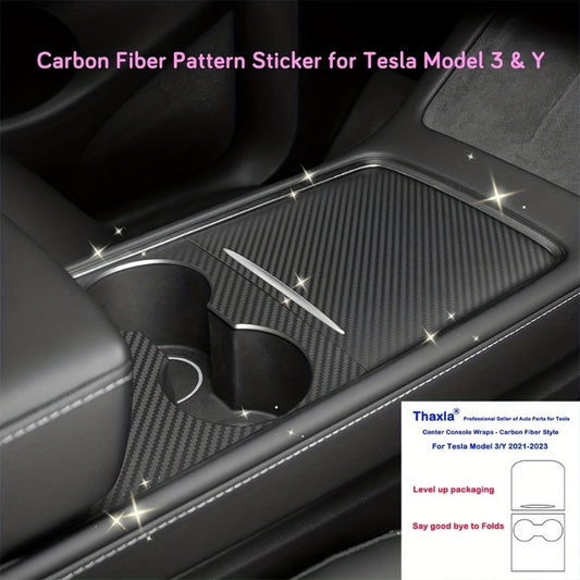 Center Console Wrap Cover Kit for Tesla Model 3 for Model Y Sticker Protector Matte Carbon Fiber Pattern\ wood Grain Car Modification Accessories for Easy Driving