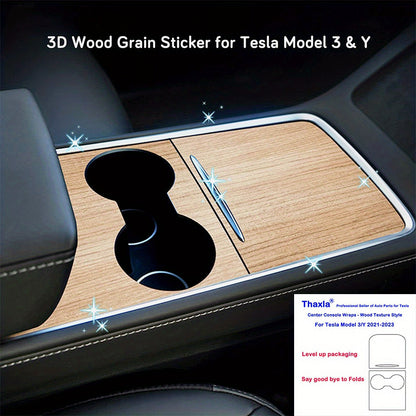 Center Console Wrap Cover Kit for Tesla Model 3 for Model Y Sticker Protector Matte Carbon Fiber Pattern\ wood Grain Car Modification Accessories for Easy Driving