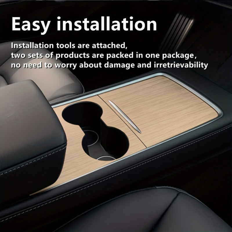 Center Console Wrap Cover Kit for Tesla Model 3 for Model Y Sticker Protector Matte Carbon Fiber Pattern\ wood Grain Car Modification Accessories for Easy Driving