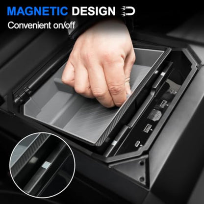 for Tesla Cybertruck Center Console with USB Hub (4-Port Charging: 2 USB-\2 USB-C, 60W Fast Charging), ic & Adjustable, ABS Storage Box - Compatible for Tesla Cybertruck 2024\2025\2026 Models