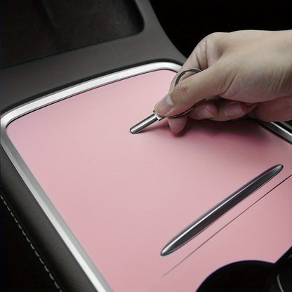 1-Set Compatible for Tesla Model 3\Y Pink Center Console Leather Wrap Kit - Adhesive-Fixation Scratch-Resistant Cover, Dashboard for 2021-2023\u002F2021-2024 Models (Easy Installation)