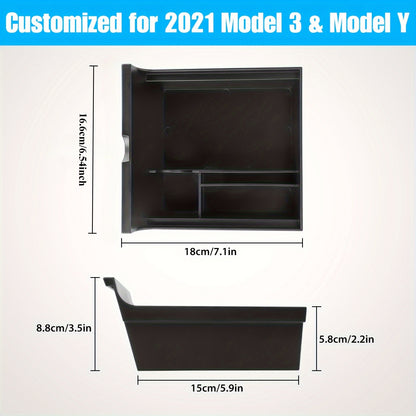 Compatible for Tesla Model 3\Y 2021-2023 Hidden Armrest Storage Box Tray - Concealed Shelf Organizer with Easy Installation, Space-Saving Car Interior Accessory (Compatible with Model 3 & Y)