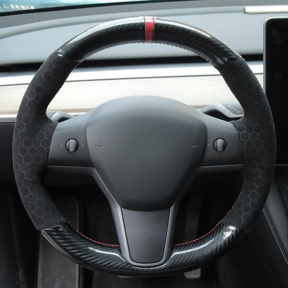 MEWANT Steering Wheel Cover for Tesla Model 3 2019-2023\ Model Y 2022-2023 Hand-Stitched Steering Wheel Wrap