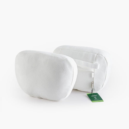 Set of 2 TPARTS Headrest Neck Pillow for Tesla Model 3\X\S | Soft Faux Suede Fabric Car Neck Support Pillow Cushion for Traveling, Filled with Dupont Sorona Fiber - White