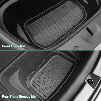 9pcs Model Y Floor Mats 2021-2024 | Fit All-Weather TPE Material Full Coverage with Back Protector, Cargo, Trunk Interior Accessories