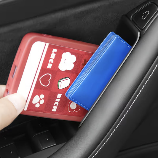 2pcs Front Door Storage Box for Tesla Model 3 & Y 2017-2021 - Heavy-Duty ABS Armrest & Phone Holder Organizer with Adjustable Handle, Ergonomic Design