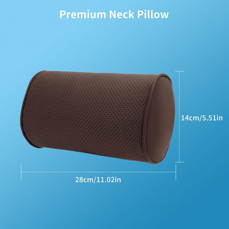 Car Headrest Pillow for Driving Luxury Faux Leather 100% Memory Foam Ergonomic Neck port Universal Fit Head Rest Travel Pillow for Most Cars Home and Office Brown 2 Pack, Car Neck Pillow, Head Support for Car Seat, Head Rest Masks for The Car