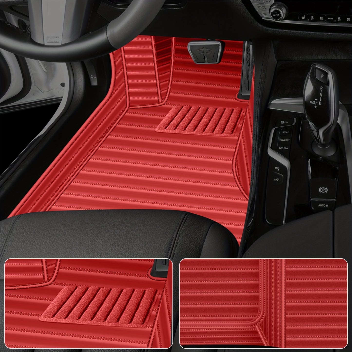 For Tesla Model Y 2020-2023 Horizontal Car Floor Mat, Made of Luxurious Faux Leather, Is an Interior Accessory for Car Floor Mats. It Is Suitable for Left-Hand Drive Vehicles, Easy to Clean, And Durable