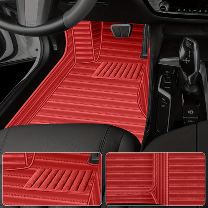 For Tesla Model Y 2020-2023 Horizontal Car Floor Mat, Made of Luxurious Faux Leather, Is an Interior Accessory for Car Floor Mats. It Is Suitable for Left-Hand Drive Vehicles, Easy to Clean, And Durable