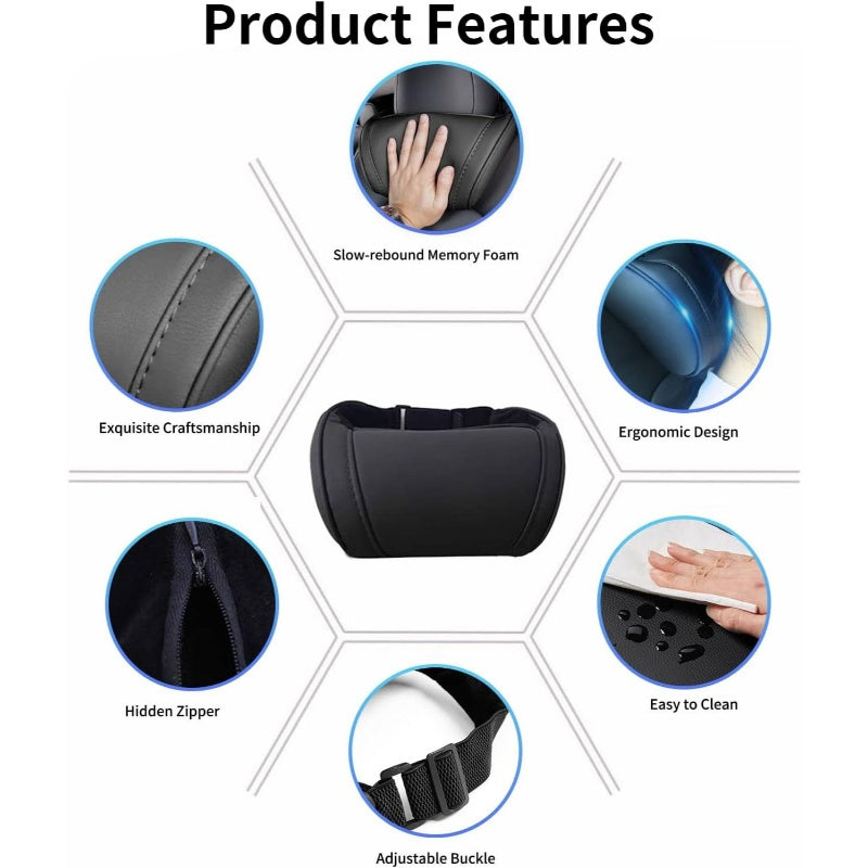 2 Pack Car Neck Pillow Model Y\3\S\X\Cybertruck | Foam Headrest Pillow Ergonomic Design Neck Support Softness Comfortable Black Car Pillow