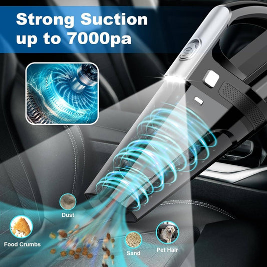 Car Vacuum, Portable Vacuum Cleaner with Powerful 7000PA Suction, 12V Power 16.4ft Cord Wired Vacuum Cleaner, LED Light, Car Accessories MenWomen, Black, Car Detailing Accessory, Handheld Cleaner, Compact Design, Highpower Suction, Corded Vacuum, Car