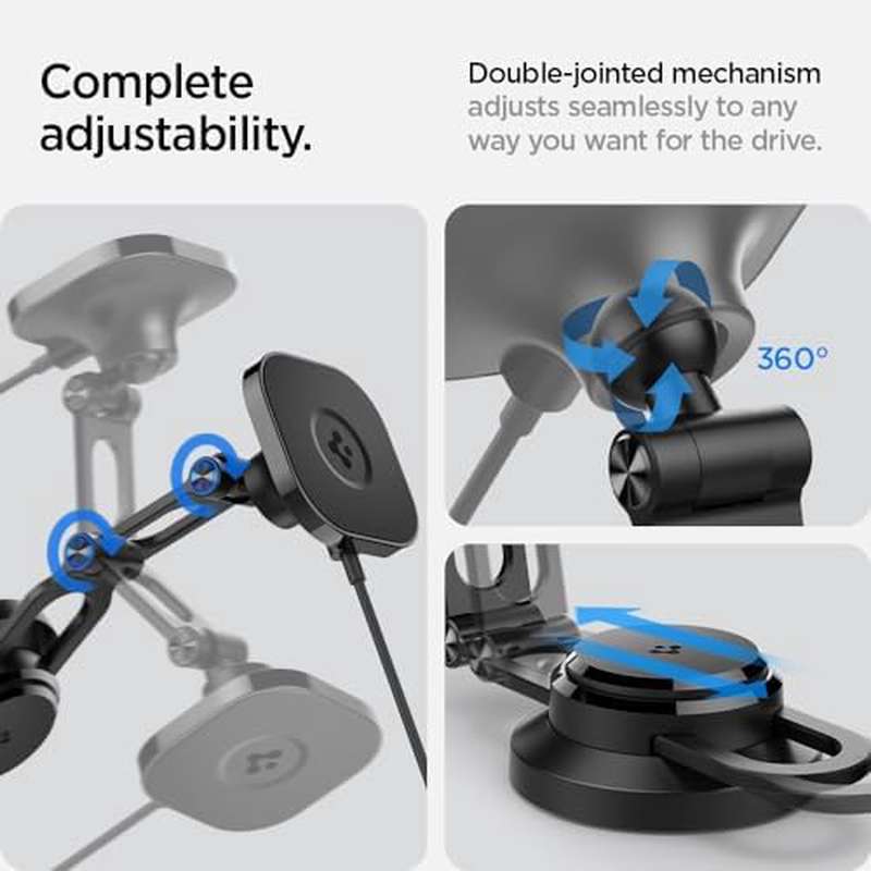 Spigen OneTap Pro 3 for TESLA Phone Mount | Foldable and Hidden, Charging Compatible for All for TESLA Model Y, 3, S, X, Cybertruck - Designed for MagSafe Compatible iPhones, Pixel, Galaxy Phones, Made of ABS Material