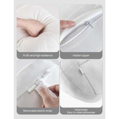 Set of 2 TPARTS Headrest Neck Pillow for Tesla Model 3\X\S | Soft Faux Suede Fabric Car Neck Support Pillow Cushion for Traveling, Filled with Dupont Sorona Fiber - White