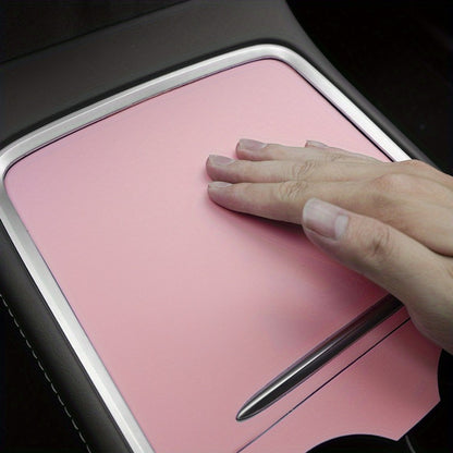 1-Set Compatible for Tesla Model 3\Y Pink Center Console Leather Wrap Kit - Adhesive-Fixation Scratch-Resistant Cover, Dashboard for 2021-2023\u002F2021-2024 Models (Easy Installation)