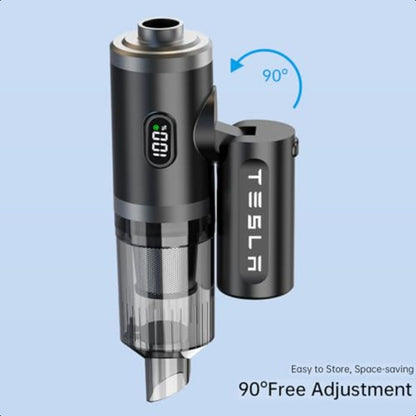 Foldable Car Vacuum Cleaner for Tesla Model 3 Y X S 4-in-1 Cordless Handheld Vacuum 12000PA High Power Mini Portable with LED Accessories 2025-2017, Car Vacuum Cleaner Strong Suction Cordless, Car Vacuum Cleaner Powerful, Quick Cleanup