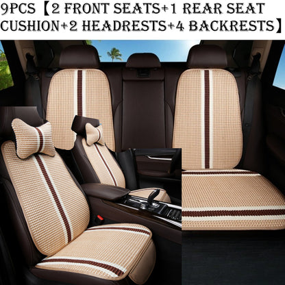 9pcs Compatible for Tesla Model 3 Car Seat Cushion with Headrest Pillows & Backrest - Ice Sliky Fiber Cooling Breathable Ice Cold Temperature, Fit for 5-Seater, Fiber Fabric Vehicle Seating