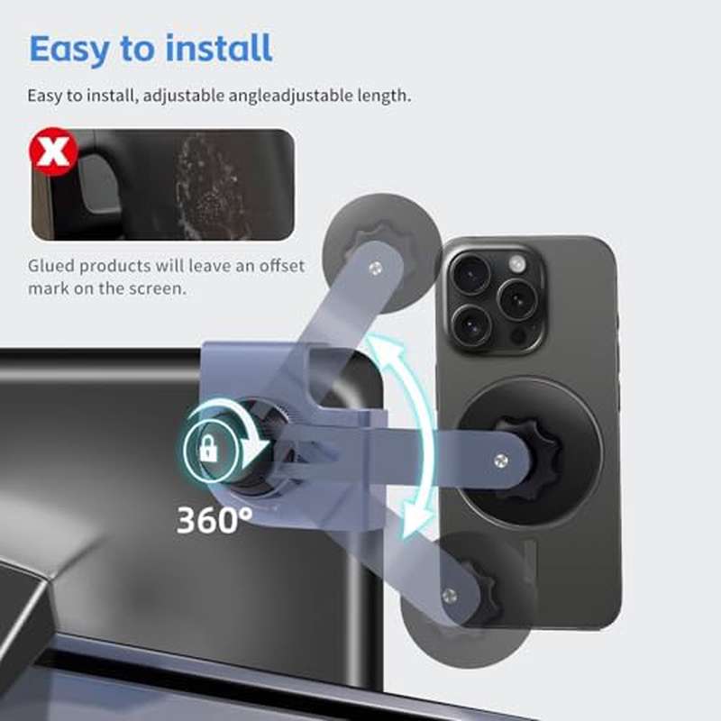 Phone Mount for Tesla Model 3Y Accessories 2024 2025 | Touchscreen Compatible, Magnetic Mobile Phone Holder for iPhone 14 15 16 Pro Max, Android Phones, Made of ABS Material