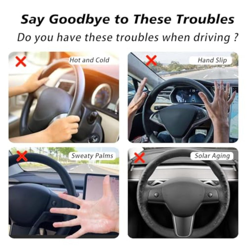 for Tesla 2017-2023 Model 3 and 2020-2024 for Model Y Steering Wheel Cover Trim Interior Decoration Protection Accessories M3\My-Black 5pcs