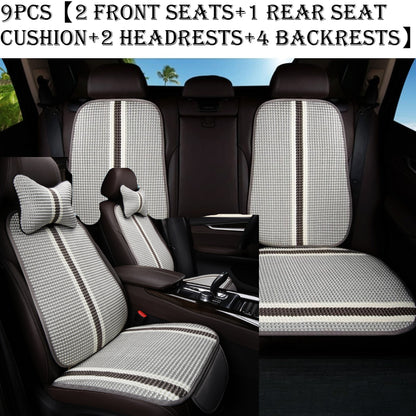 9pcs Compatible for Tesla Model 3 Car Seat Cushion with Headrest Pillows & Backrest - Ice Sliky Fiber Cooling Breathable Ice Cold Temperature, Fit for 5-Seater, Fiber Fabric Vehicle Seating