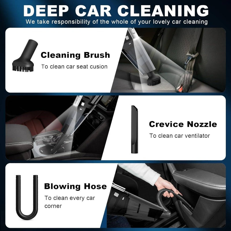 Car Vacuum, Portable Vacuum Cleaner with Powerful 7000PA Suction, 12V Power 16.4ft Cord Wired Vacuum Cleaner, LED Light, Car Accessories MenWomen, Black, Car Detailing Accessory, Handheld Cleaner, Compact Design, Highpower Suction, Corded Vacuum, Car