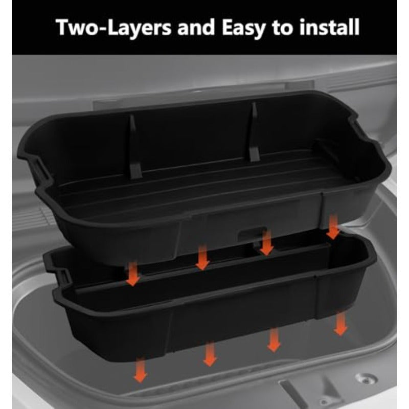 Storage Box for The Front Trunk of The 2020-2024 for TESLA Model Y, Featuring a Two-Layer Organizer for Heavy-Duty Cargo