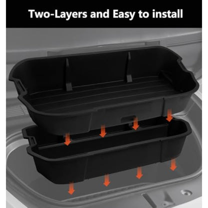Storage Box for The Front Trunk of The 2020-2024 for TESLA Model Y, Featuring a Two-Layer Organizer for Heavy-Duty Cargo
