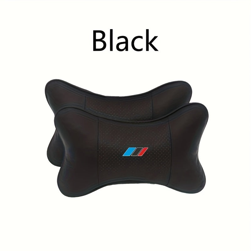 Blue, black and red sports style car upgraded seat headrest for car, PU Leather punched black and red, pillow neck support breathable and comfortable to relax, office seat support, suitable for most models.