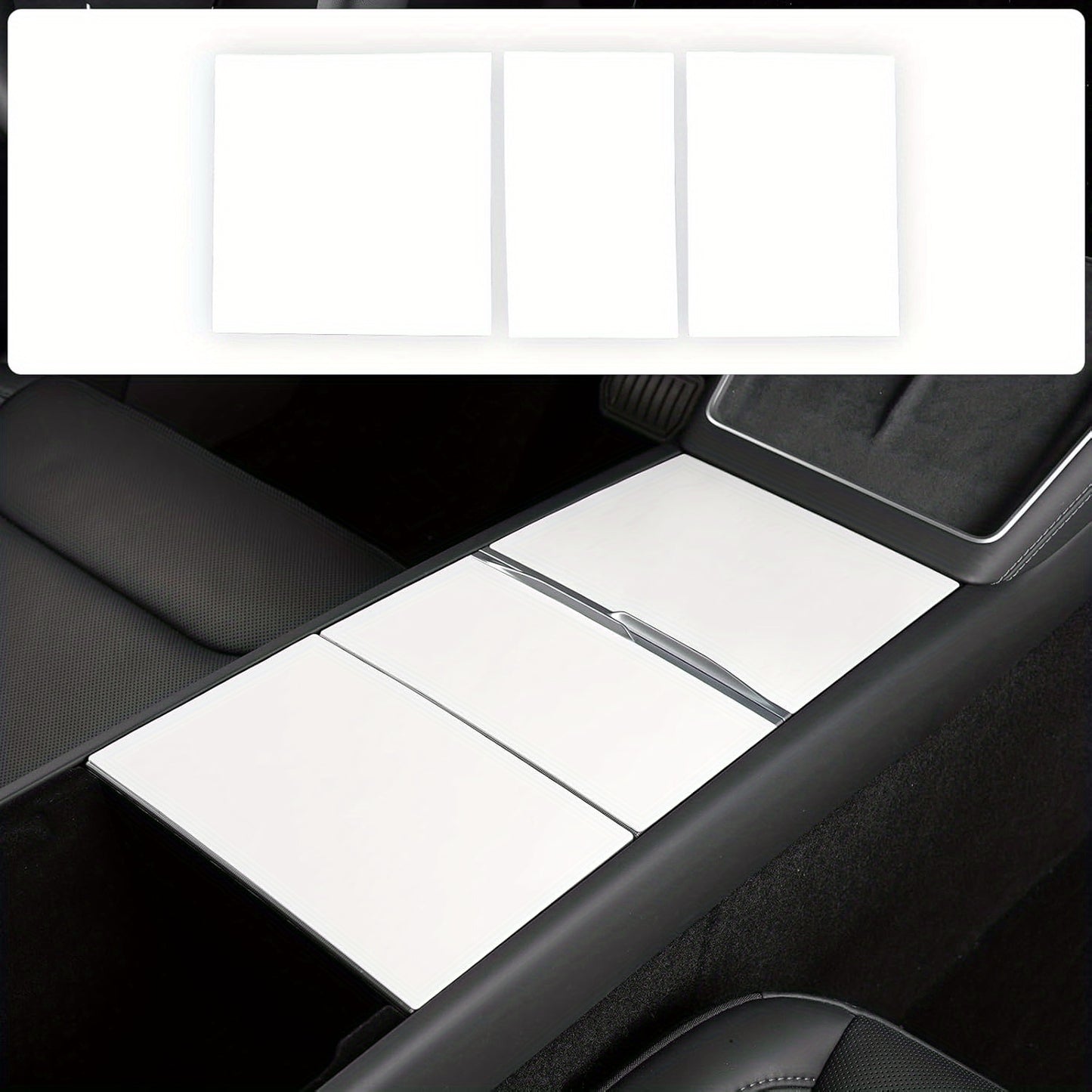 Set of 3 - Silicone Wrap Kit in Pink for The Center Console of for TESLA Model 3 Highland 2024-2025 \Model Y Juniper 2025, Cover for Tesla Center Console with Electrostatic Adhesion for Model 3\Y (White)