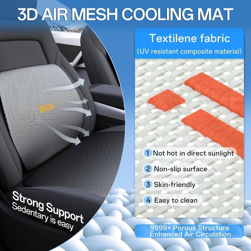 Seat Cushion and Lumbar Support Pillow for Tesla for Model Y 3 S X Hollow-Out Lower Back Strong Support and Breathable Mesh Seat Pad Hip Lumbar Pain Relief for Driving Car Office Home Use Black
