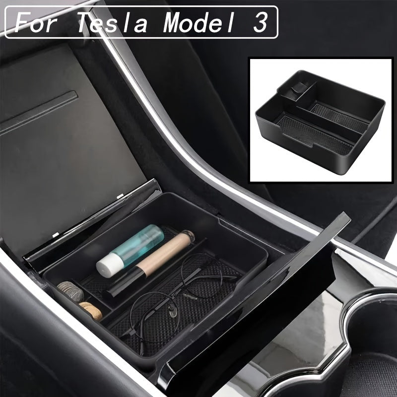 Suitable for Tesla Model 3 2017-2020 Car Centre Armrest Box Storage Box Stow Away And Organize Glove Box Car Accessories Anti-Slip Car Storage Box