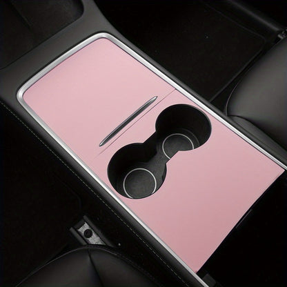 1-Set Compatible for Tesla Model 3\Y Pink Center Console Leather Wrap Kit - Adhesive-Fixation Scratch-Resistant Cover, Dashboard for 2021-2023\u002F2021-2024 Models (Easy Installation)