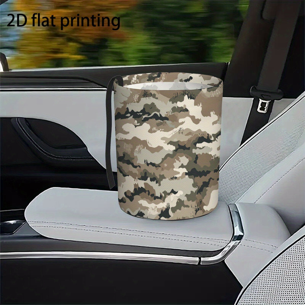 Car Trash Can with Adjustable Basket - Heavy-Duty Portable Camo Waste Bin, Fit for Auto Interior, Camping & for vehicle Storage - Heavy-Duty, Space-Saving Design, Unisex Male & Female, \u002Fs