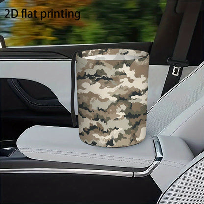 Car Trash Can with Adjustable Basket - Heavy-Duty Portable Camo Waste Bin, Fit for Auto Interior, Camping & for vehicle Storage - Heavy-Duty, Space-Saving Design, Unisex Male & Female, \u002Fs