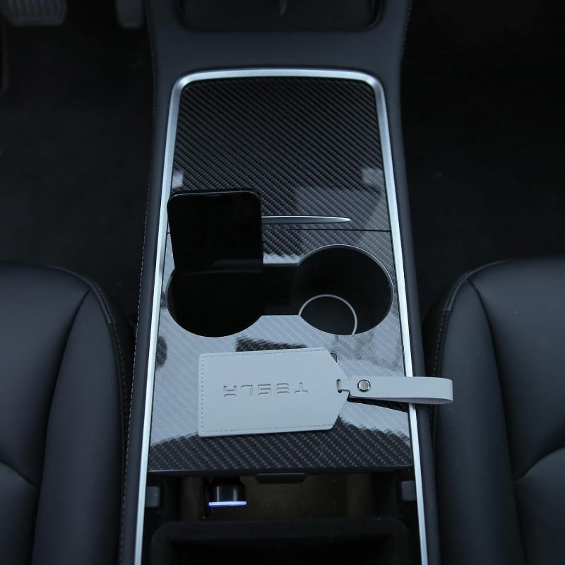 TSLshop Local-for Tesla Center Console Wrap Kit | 3K Twill Carbon Fiber Fit for TESLA Model 3 Model Y 2021 2022 2023 | Glossy Console Trim Interior Car Wrap Decoration