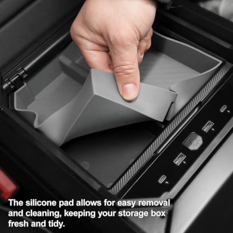 for Tesla Cybertruck Center Console with USB Hub (4-Port Charging: 2 USB-\2 USB-C, 60W Fast Charging), ic & Adjustable, ABS Storage Box - Compatible for Tesla Cybertruck 2024\2025\2026 Models